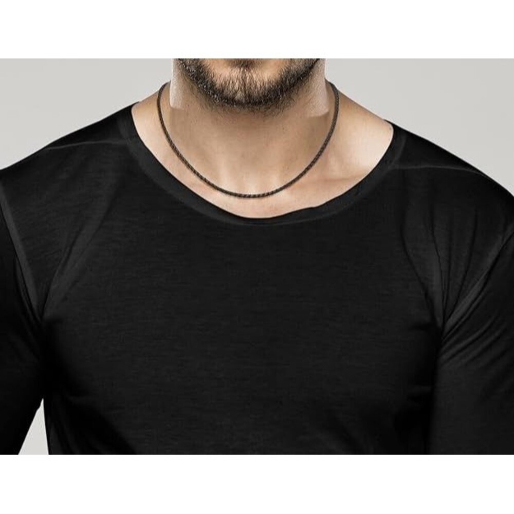 Genuine 3mm Black Braided Italian Leather Cord Chain Necklace, 24 inches